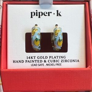 Piper K | Lemon Hand-Painted Hoop Earrings 🍋